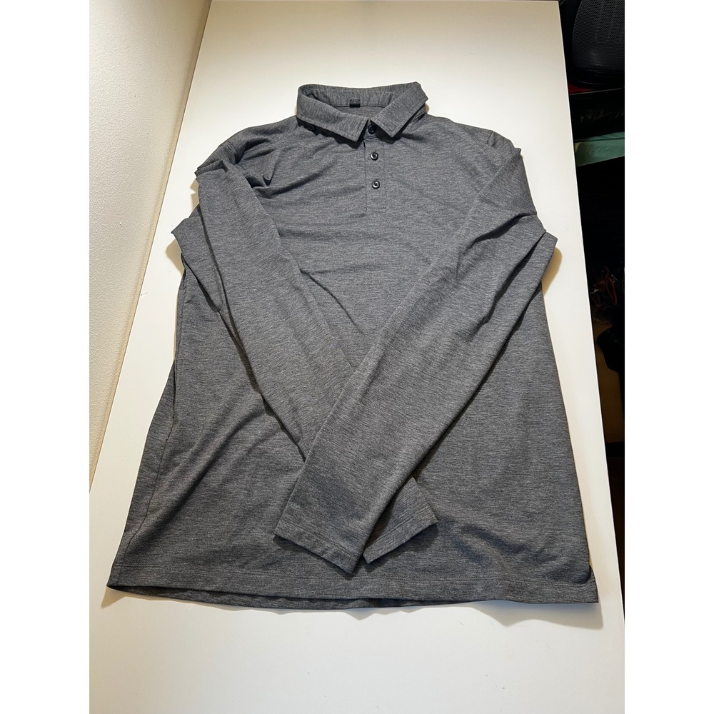 Lulumelon Mens Evolution Long Sleeve Polo Shirt L Gray